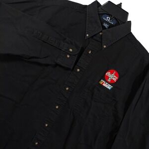 Vantage Shirt Mens Large Black Solid Long Sleeve Button Up Coca-Cola NASCAR
